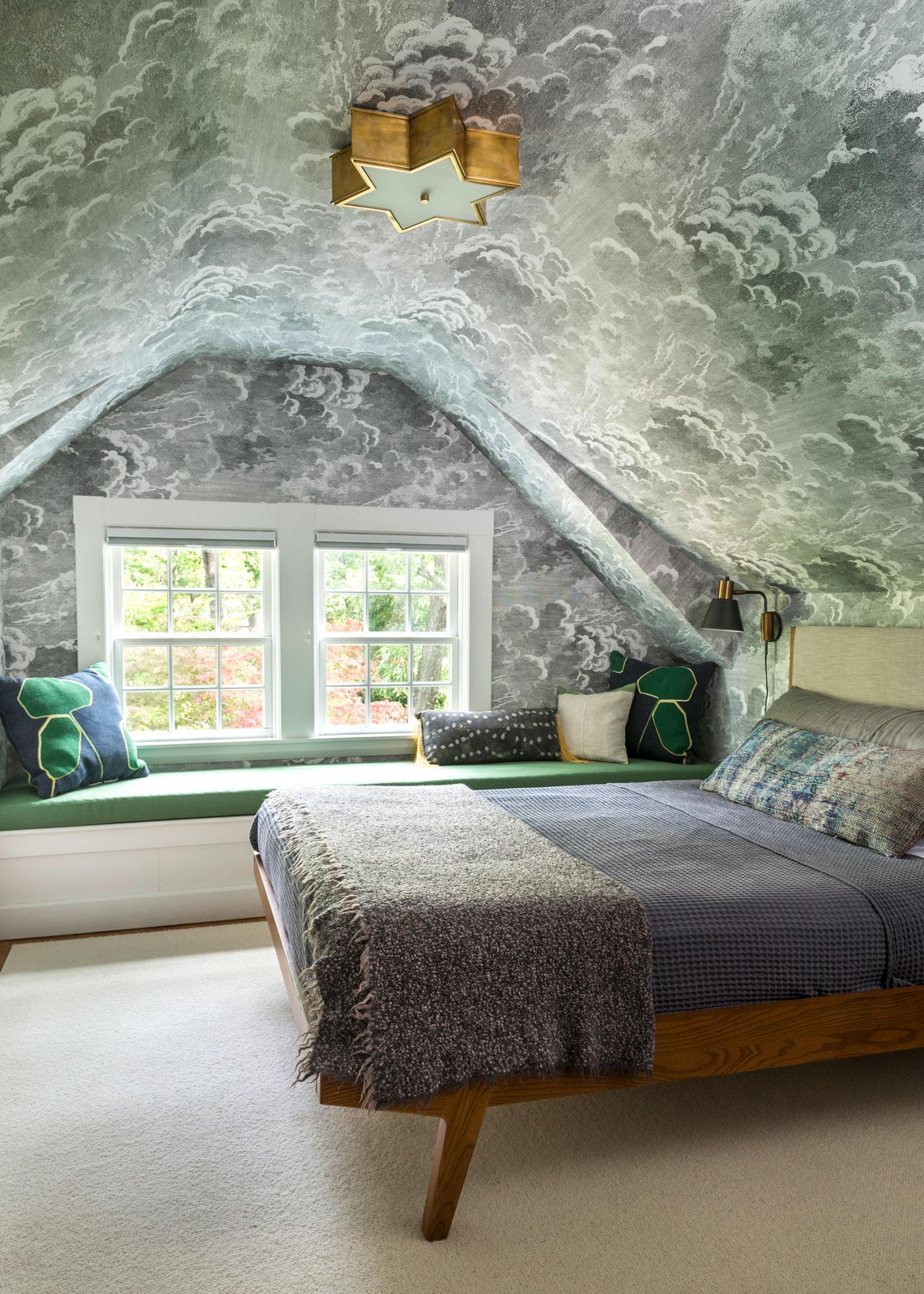 卧室与天花板壁纸基于摩洛哥瓦屋顶